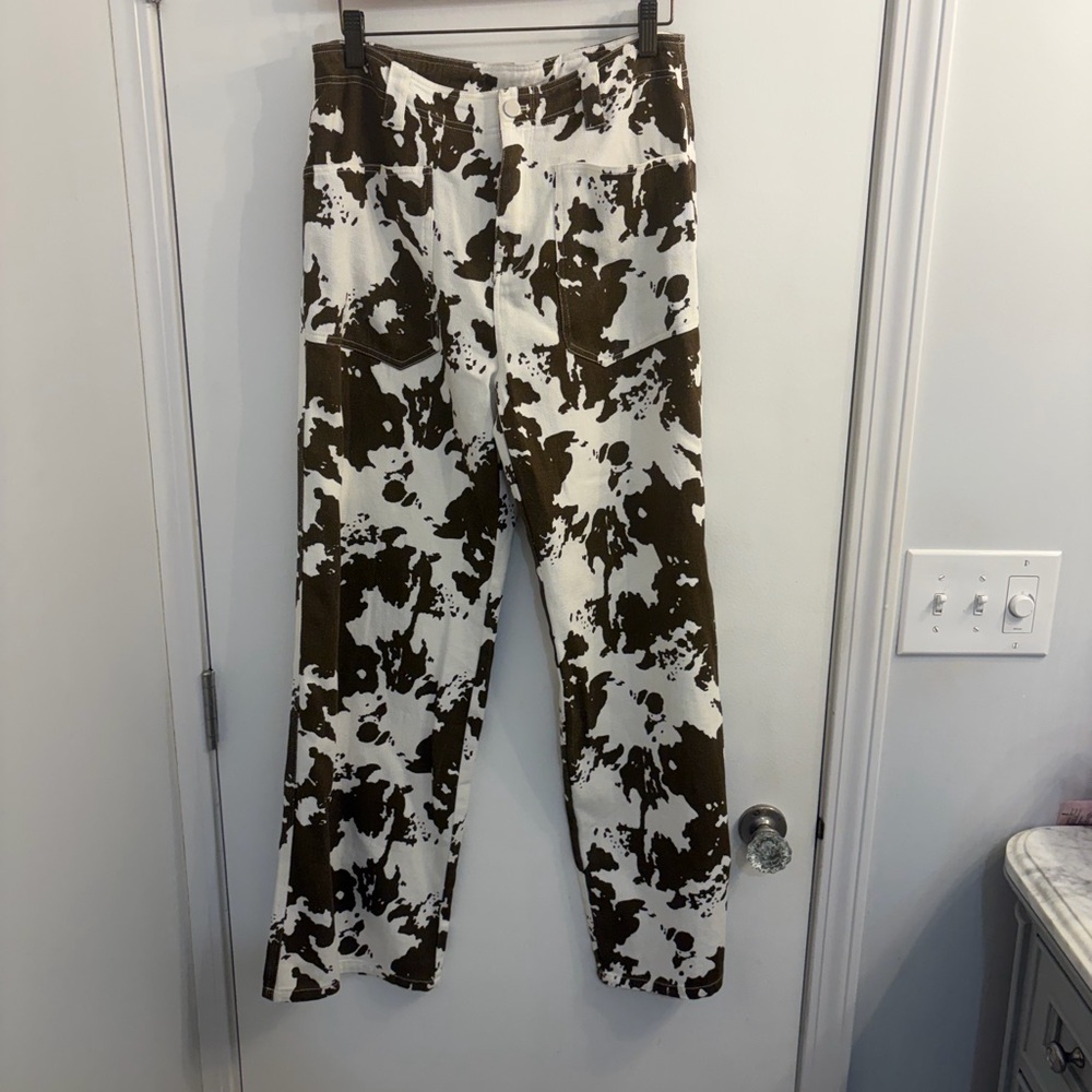 Papermoon Brown and White Flare Jeans
